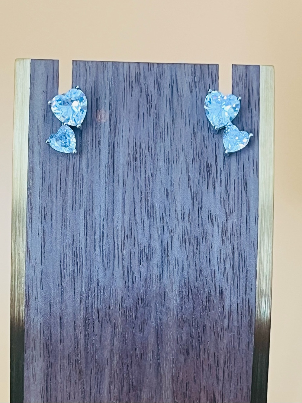 Stainless steel Heart shaped clear CZ earrings